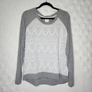 Alfani Entimates Grey & White Longsleeve Sleep Top